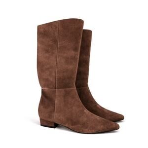Jason Wu Brown Suede Knee High Boots Low Heel Minimal Luxe 9 Chic Classic